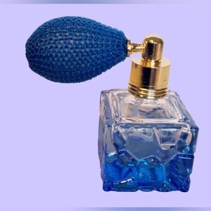 Mini Blue Quilted Glass Airbag Perfume Refill Bottle Atomizer